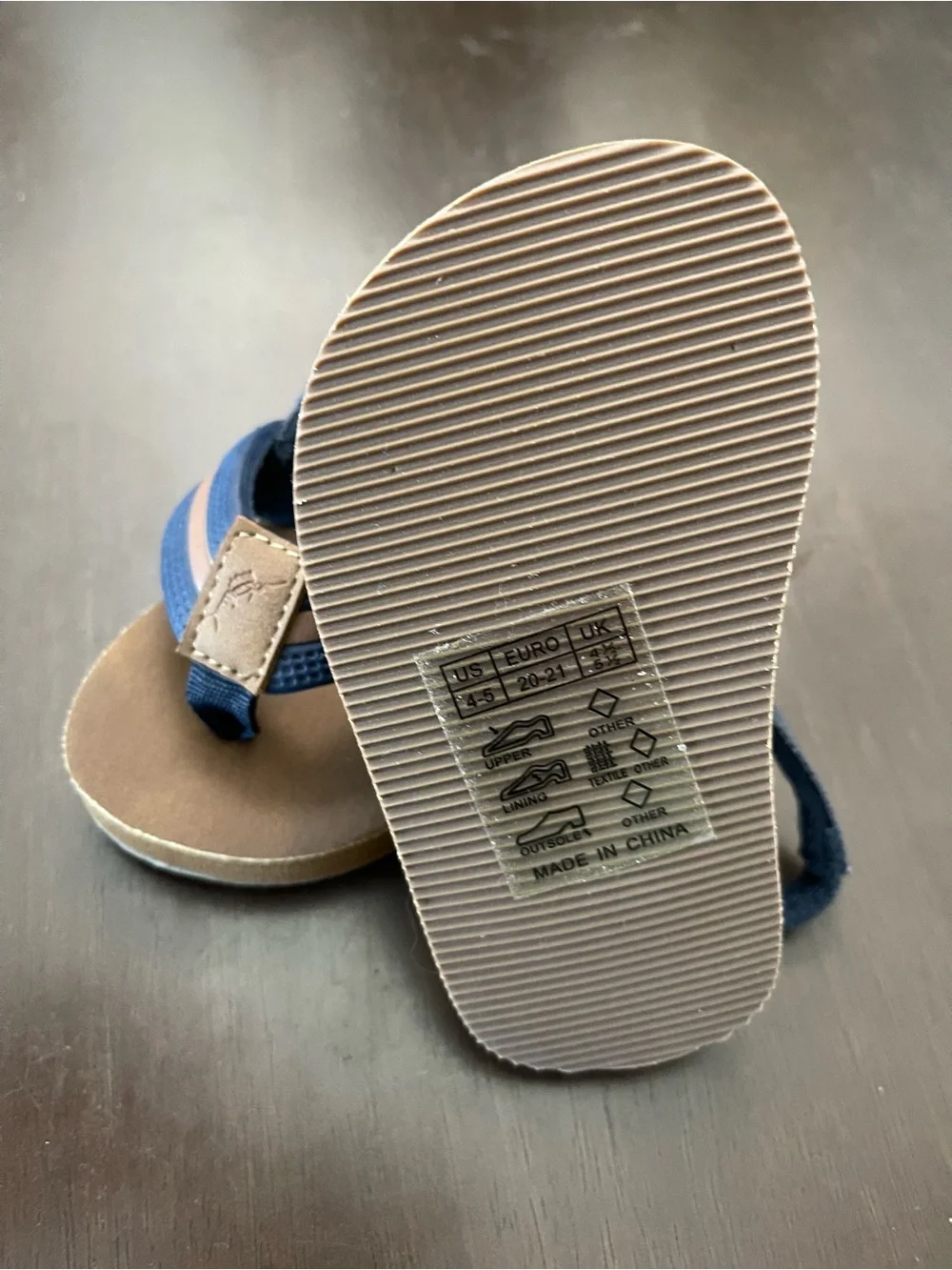 Tommy Bahama Kids Navy and Brown Backstrap Flip Sandals